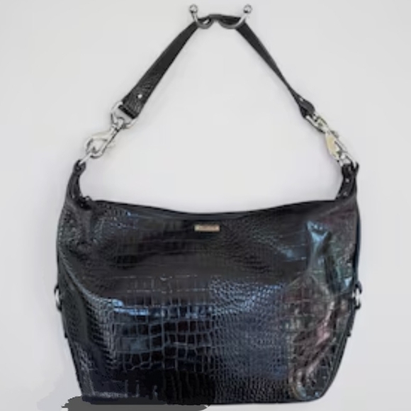 Lauren Ralph Lauren Handbags - Lauren Ralph Lauren Black Croc-Embossed Shoulder Bag